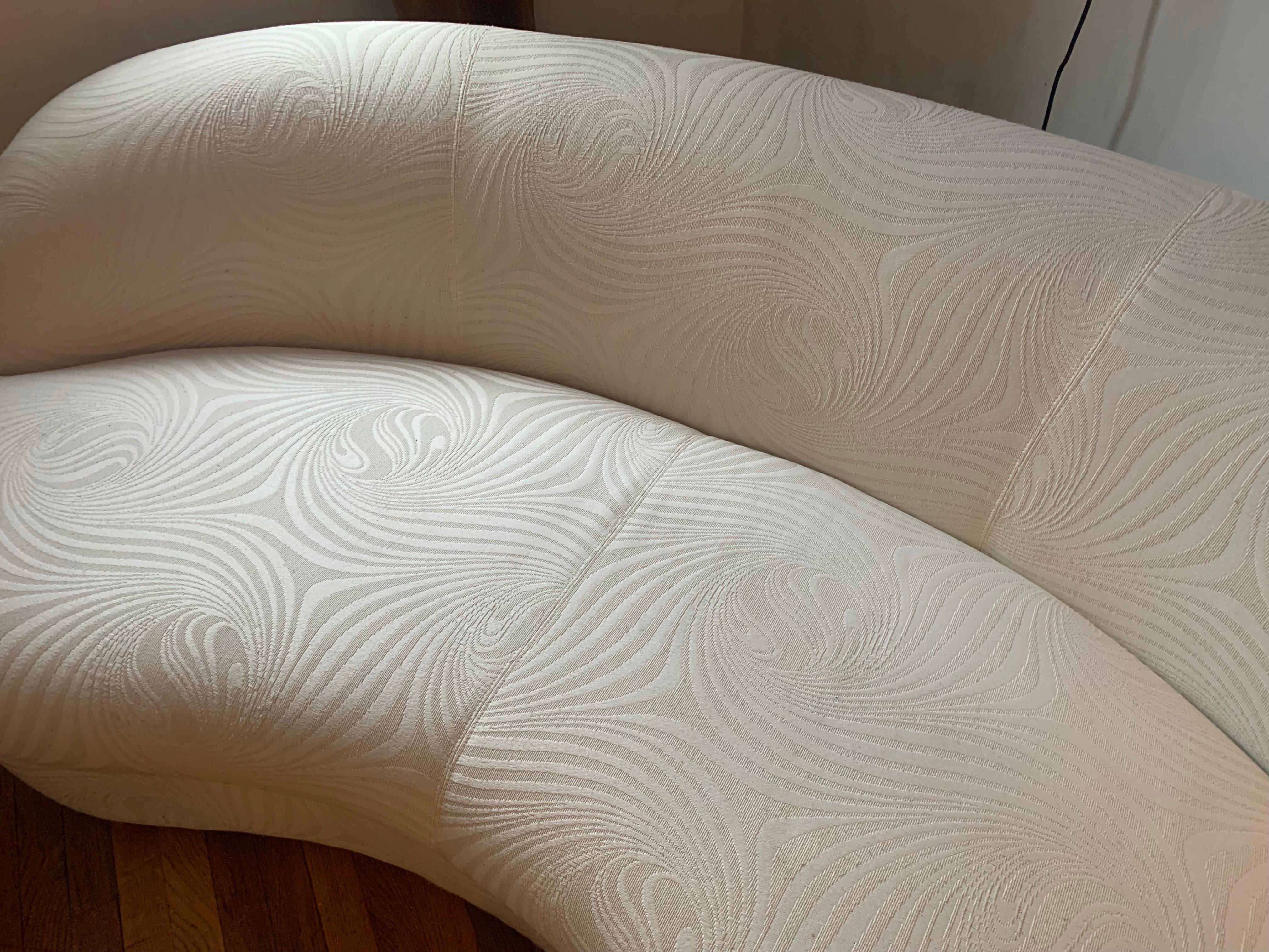 Modern Vintage Curved White Sofas, a Pair