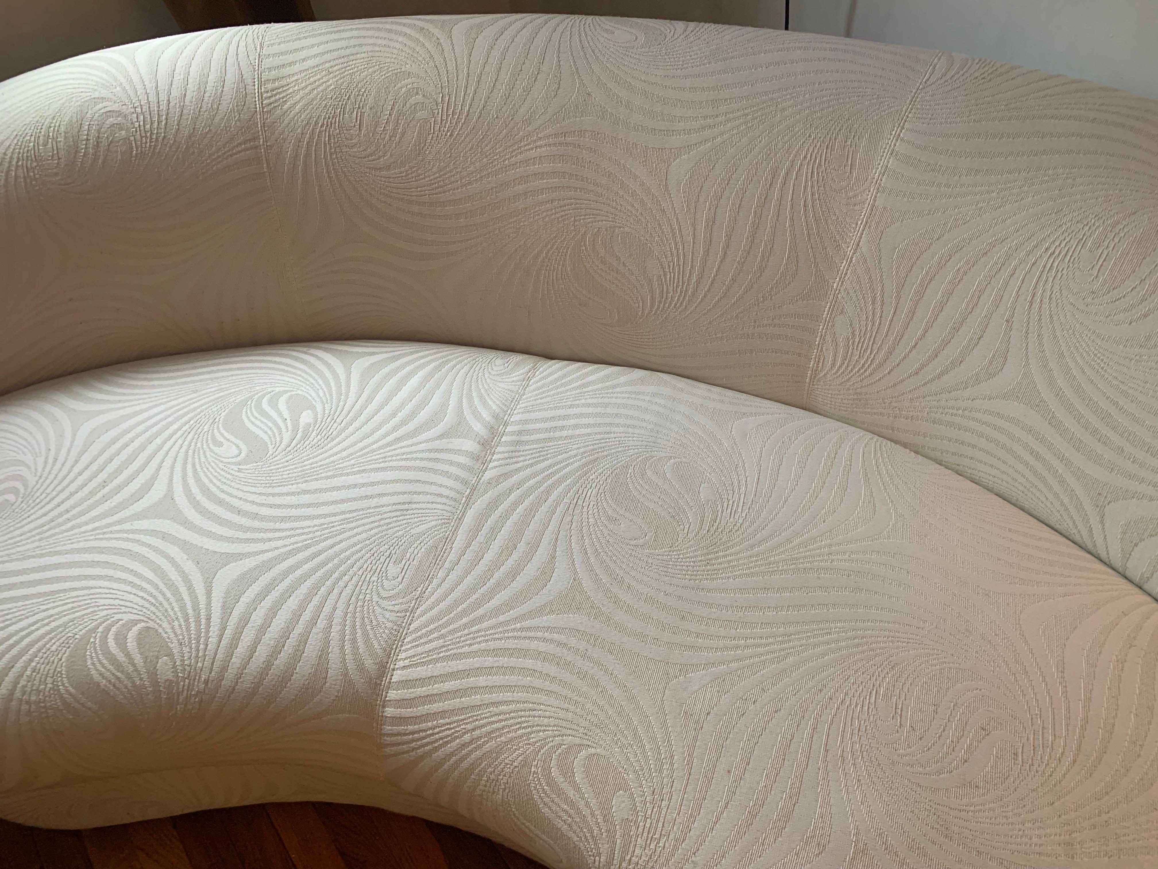 Hand-Crafted Vintage Curved White Sofas, a Pair