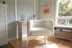 Contemporary Curved Steel and Wood Arm Chair, Eileen Chair