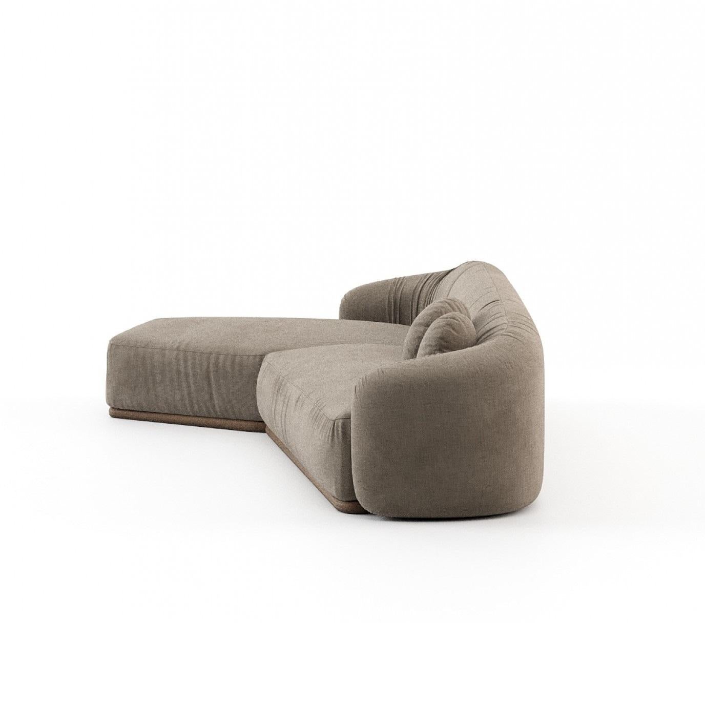 Moderno Divano in velluto curvo contemporaneo con base in legno in vendita