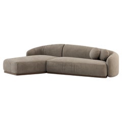 Contemporary Curved Velvet Sofa mit Holzsockel