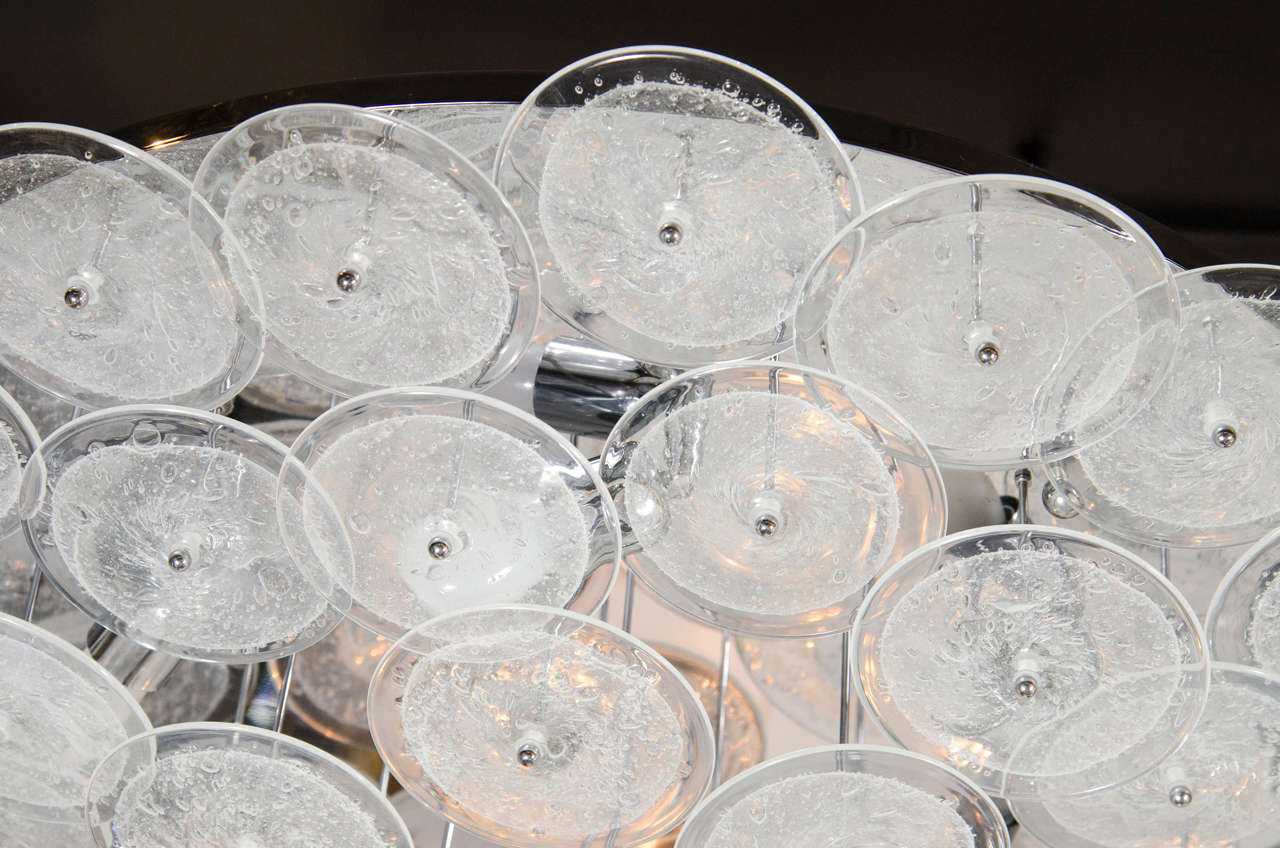 Modern Contemporary Custom Flush Mount Chandelier w/ Handblown Murano Glass Discs