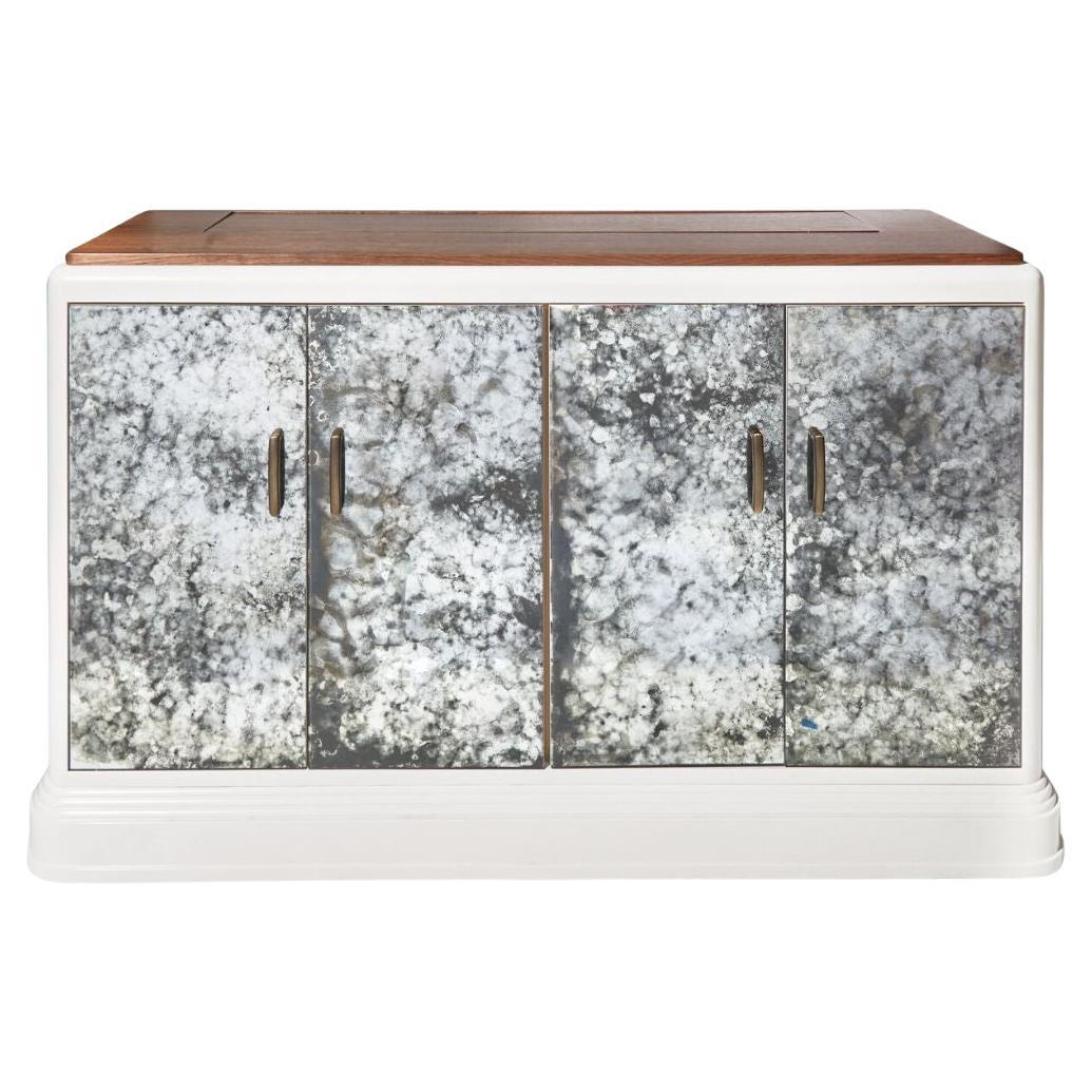 Armadio a quattro ante con specchio Antique Mirror, contemporaneo e su misura, con alzata per la TV in vendita