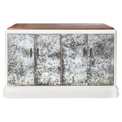 Contemporary Custom Four Door Antiqued Mirror Cabinet With TV Lift