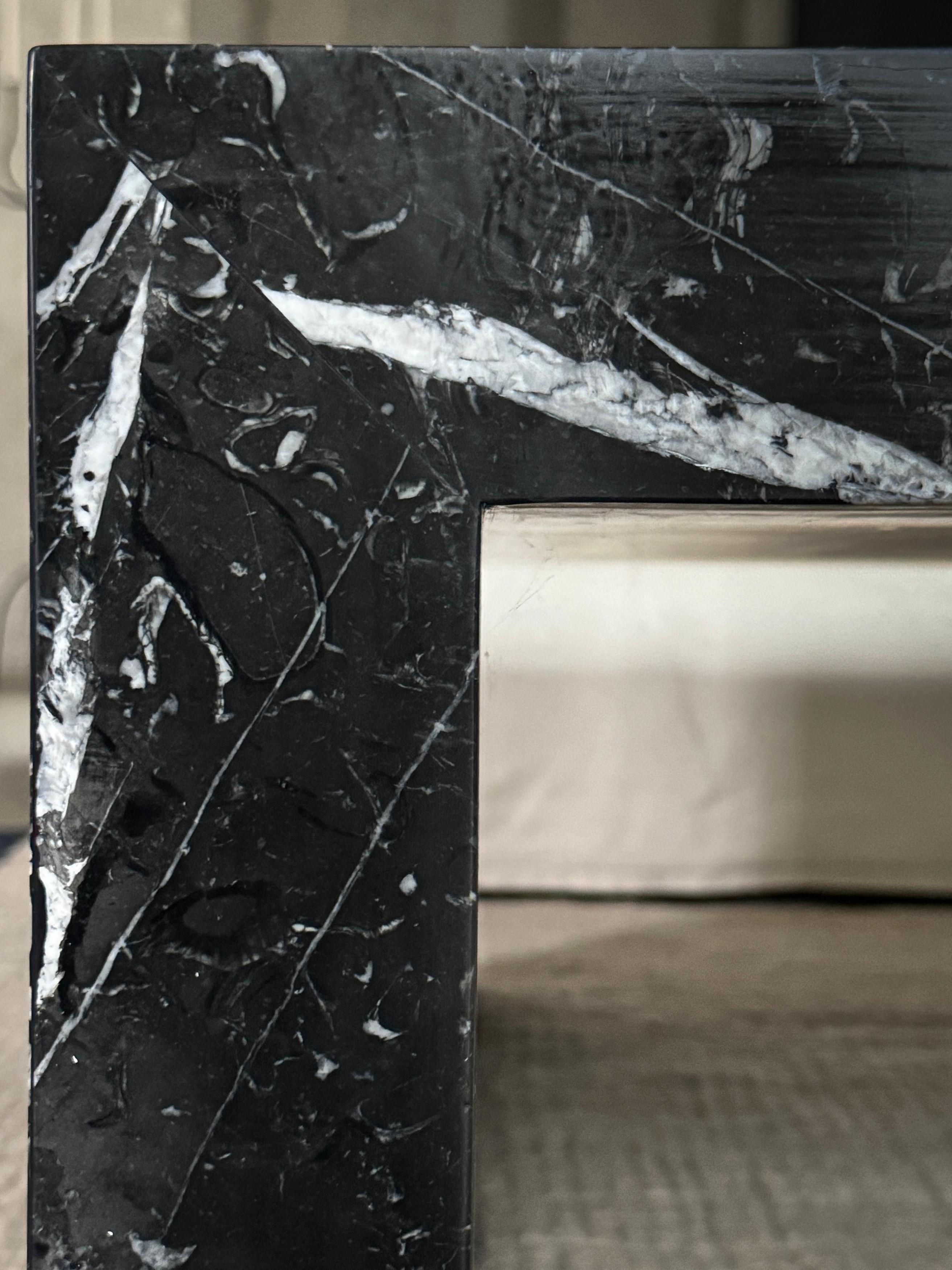 Contemporary Custom Honed Nero Marquina Coffee Table For Sale 1