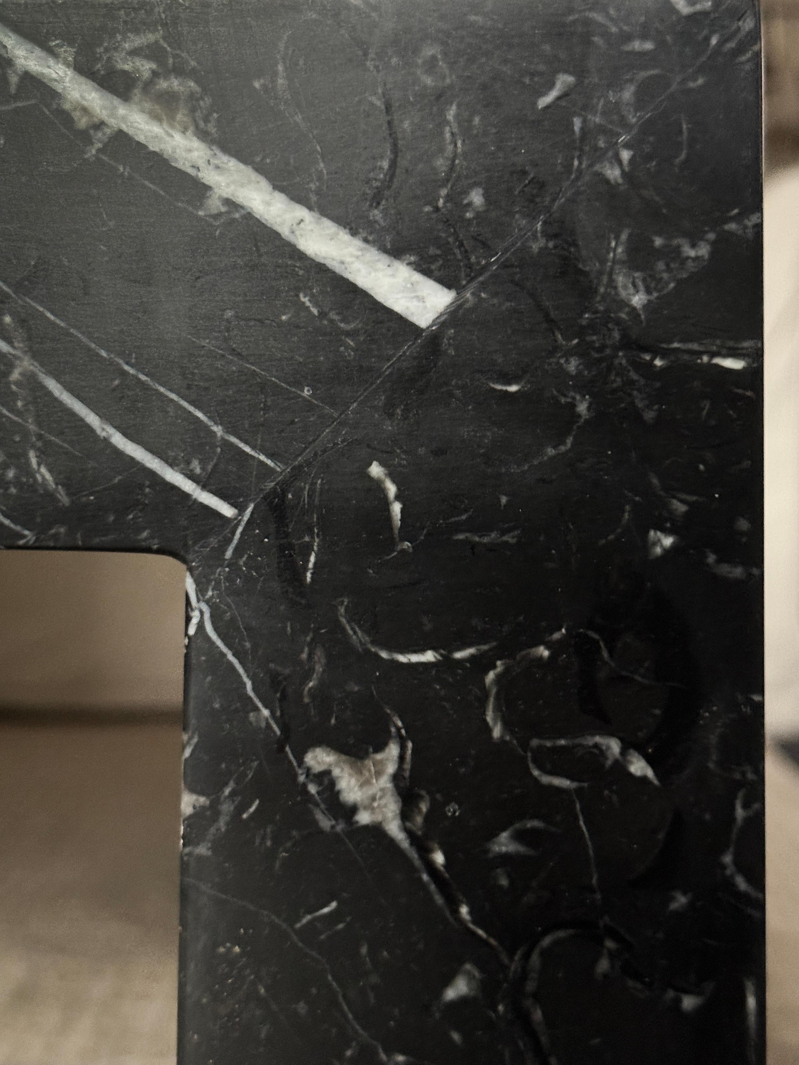 Contemporary Custom Honed Nero Marquina Coffee Table For Sale 2