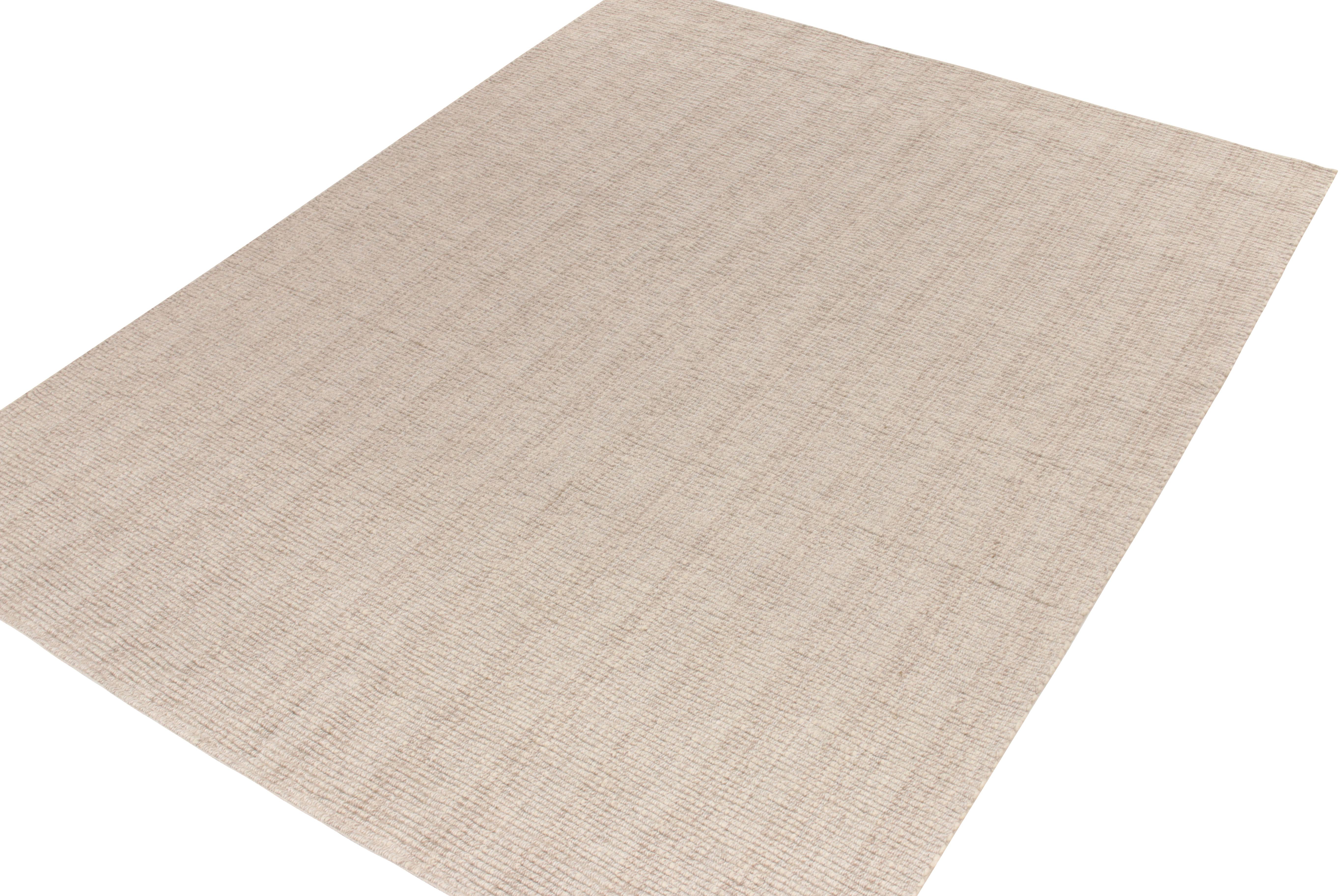 Indian Rug & Kilim's Contemporary Custom Kilim Rug in Beige-Brown Stripes For Sale