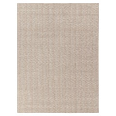 Zeitgenössischer, maßgefertigter Kelim-Teppich in beige-braunen Streifen