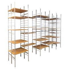 Meuble mural modulaire contemporain à étagères en bois et métal, fabriqué sur mesure