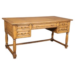 Contemporary Custom-made Primitve English Country Style Solid Oak Writing Desk 