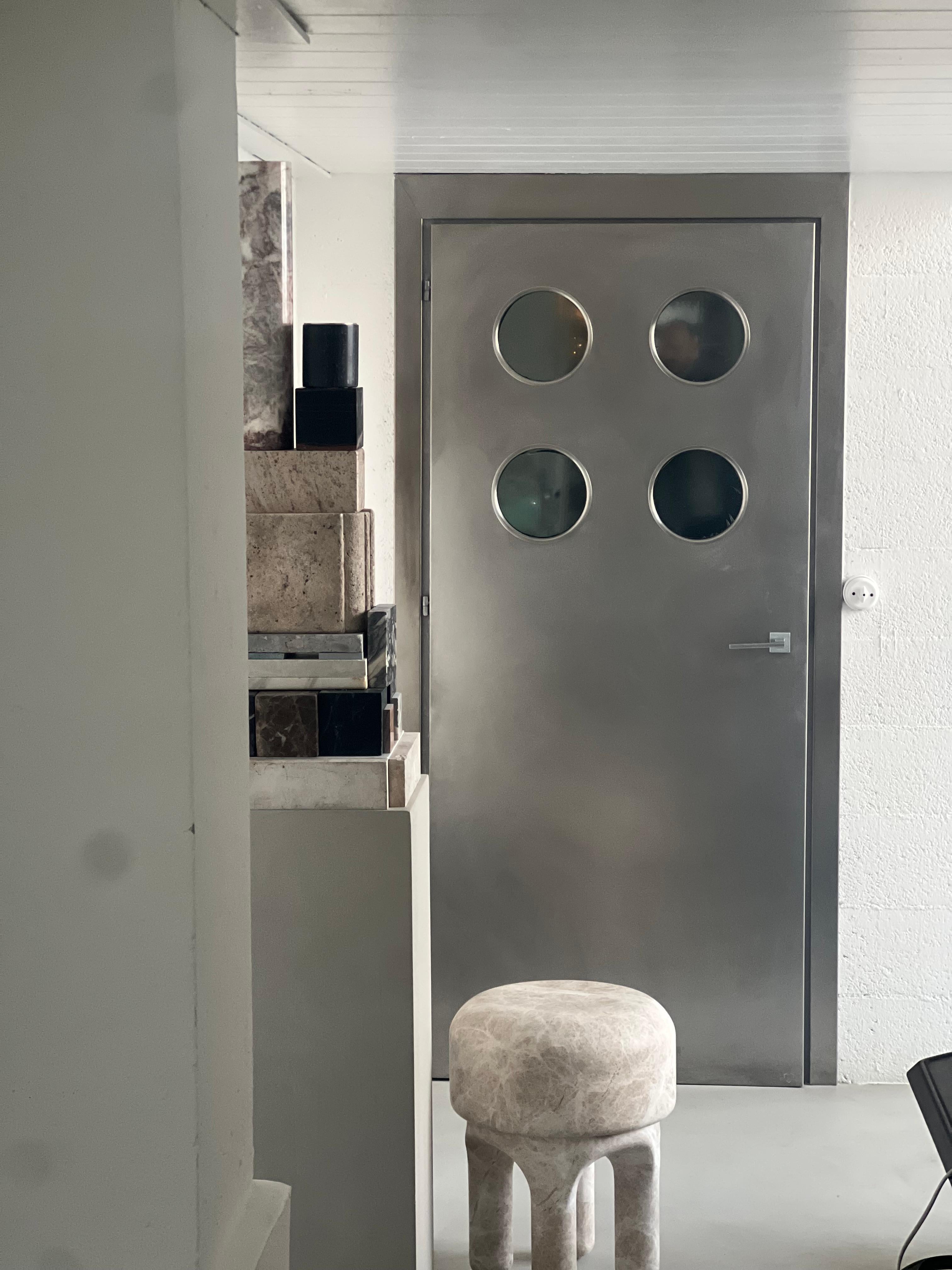 Contemporary Spinzi Edelstahl-Metalltür mit runden Bullaugen nach Maß im Angebot 9