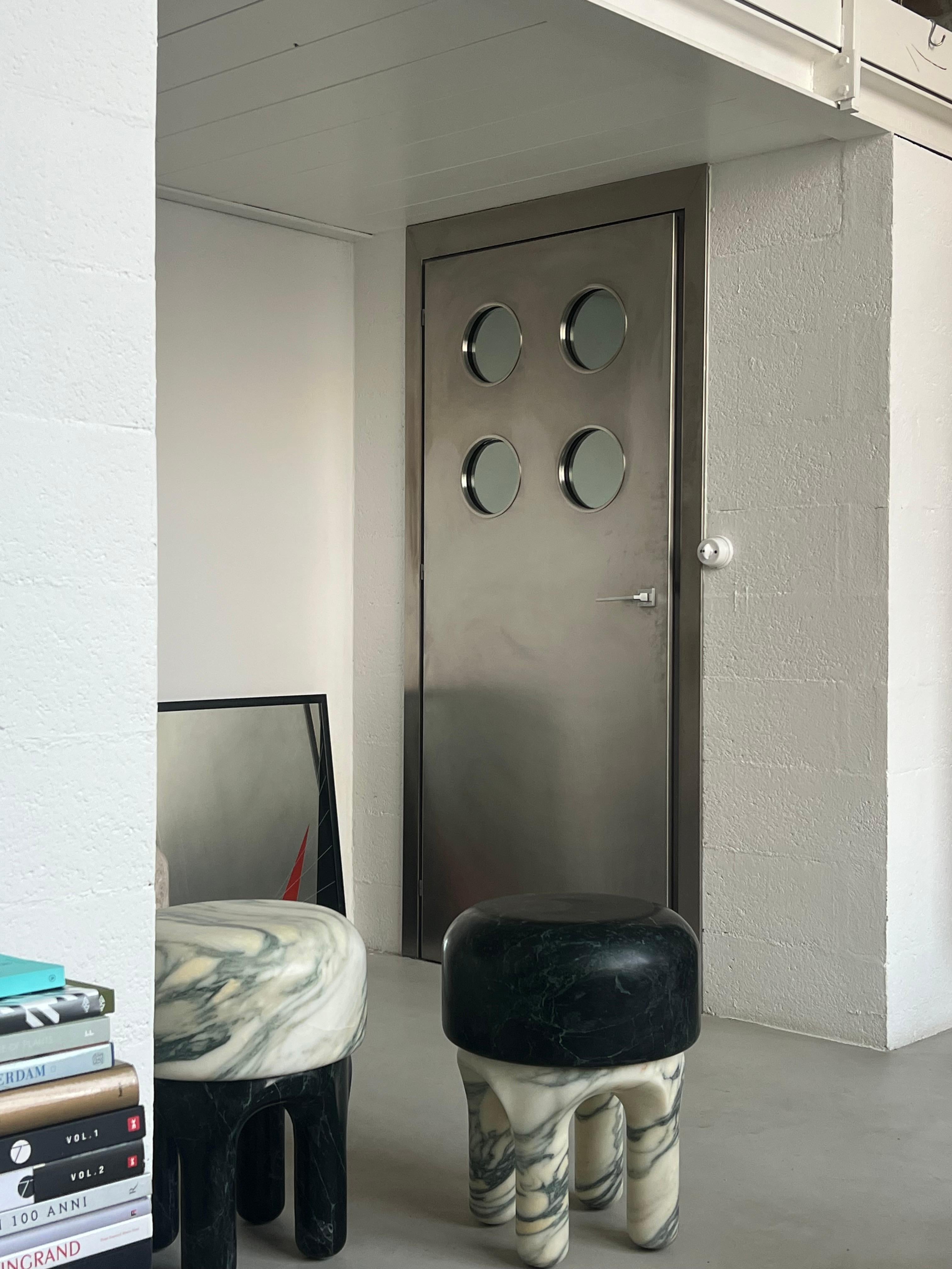 Contemporary Spinzi Edelstahl-Metalltür mit runden Bullaugen nach Maß im Angebot 11