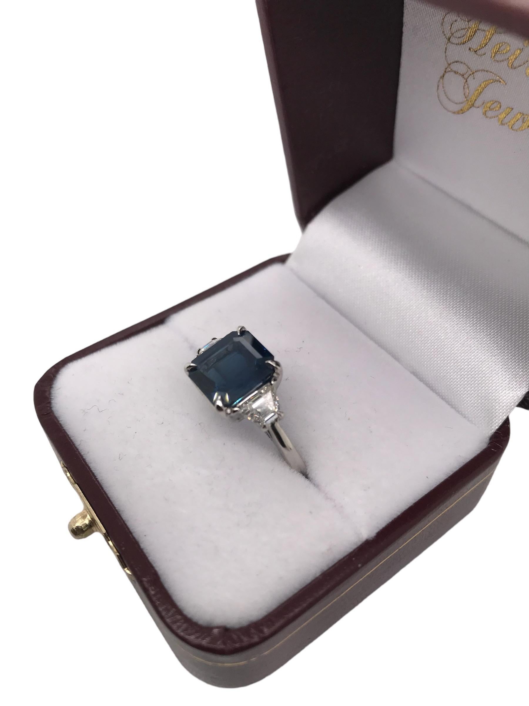 Contemporary Custom Platinum 4.40 Carat Sapphire & Diamond Ring 5
