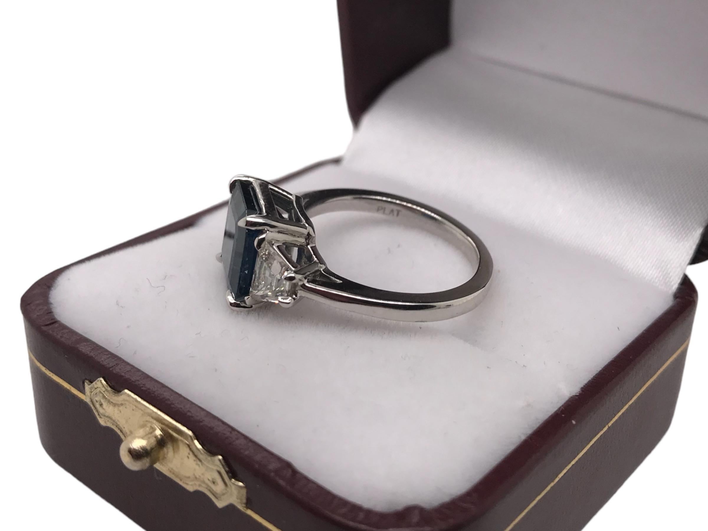 Contemporary Custom Platinum 4.40 Carat Sapphire & Diamond Ring 7