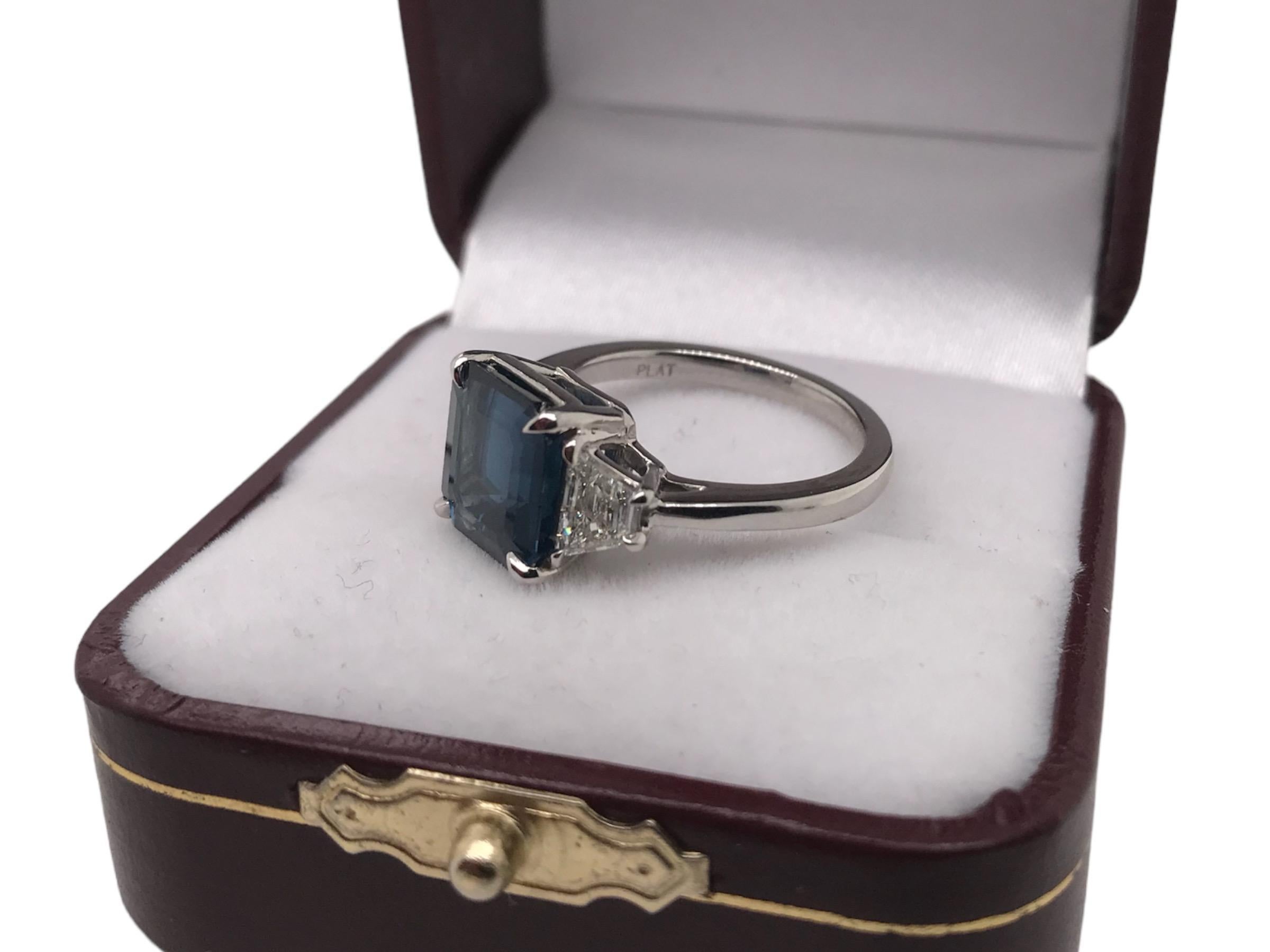 Contemporary Custom Platinum 4.40 Carat Sapphire & Diamond Ring 8