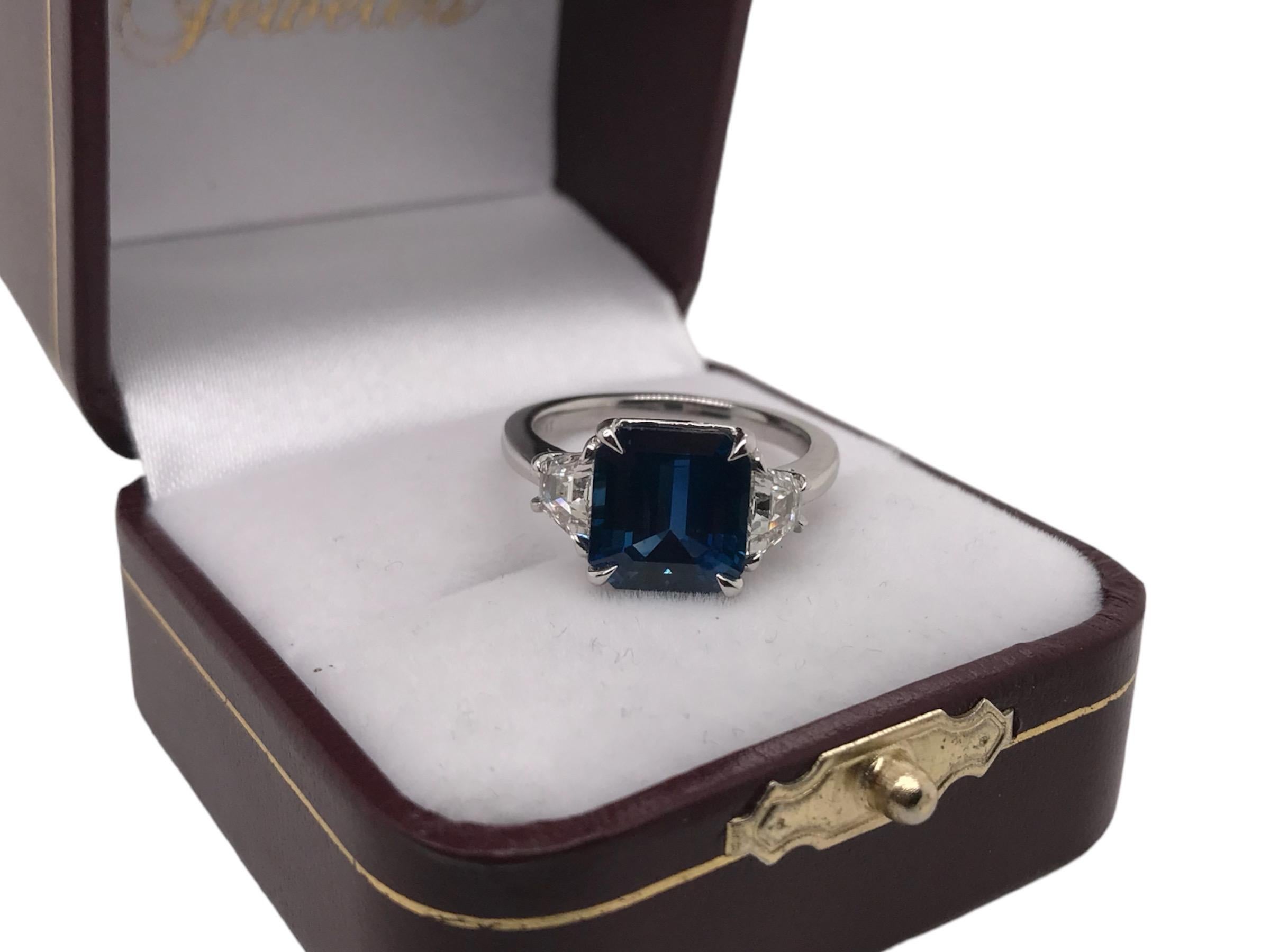 Contemporary Custom Platinum 4.40 Carat Sapphire & Diamond Ring 9