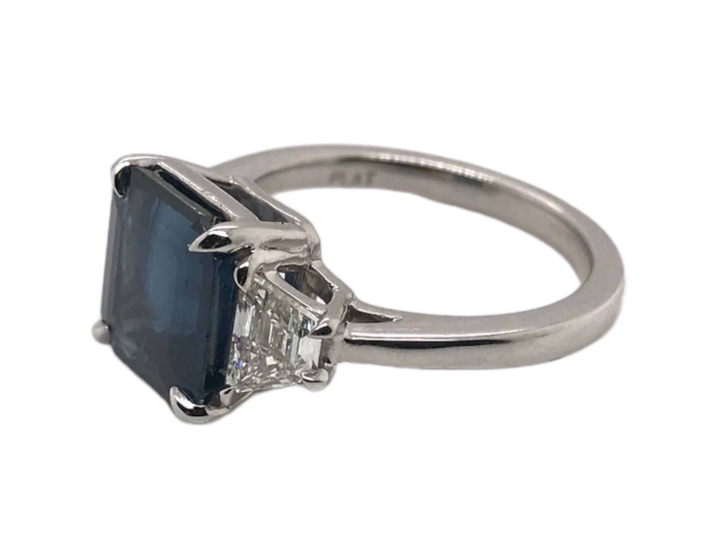 Women's Contemporary Custom Platinum 4.40 Carat Sapphire & Diamond Ring