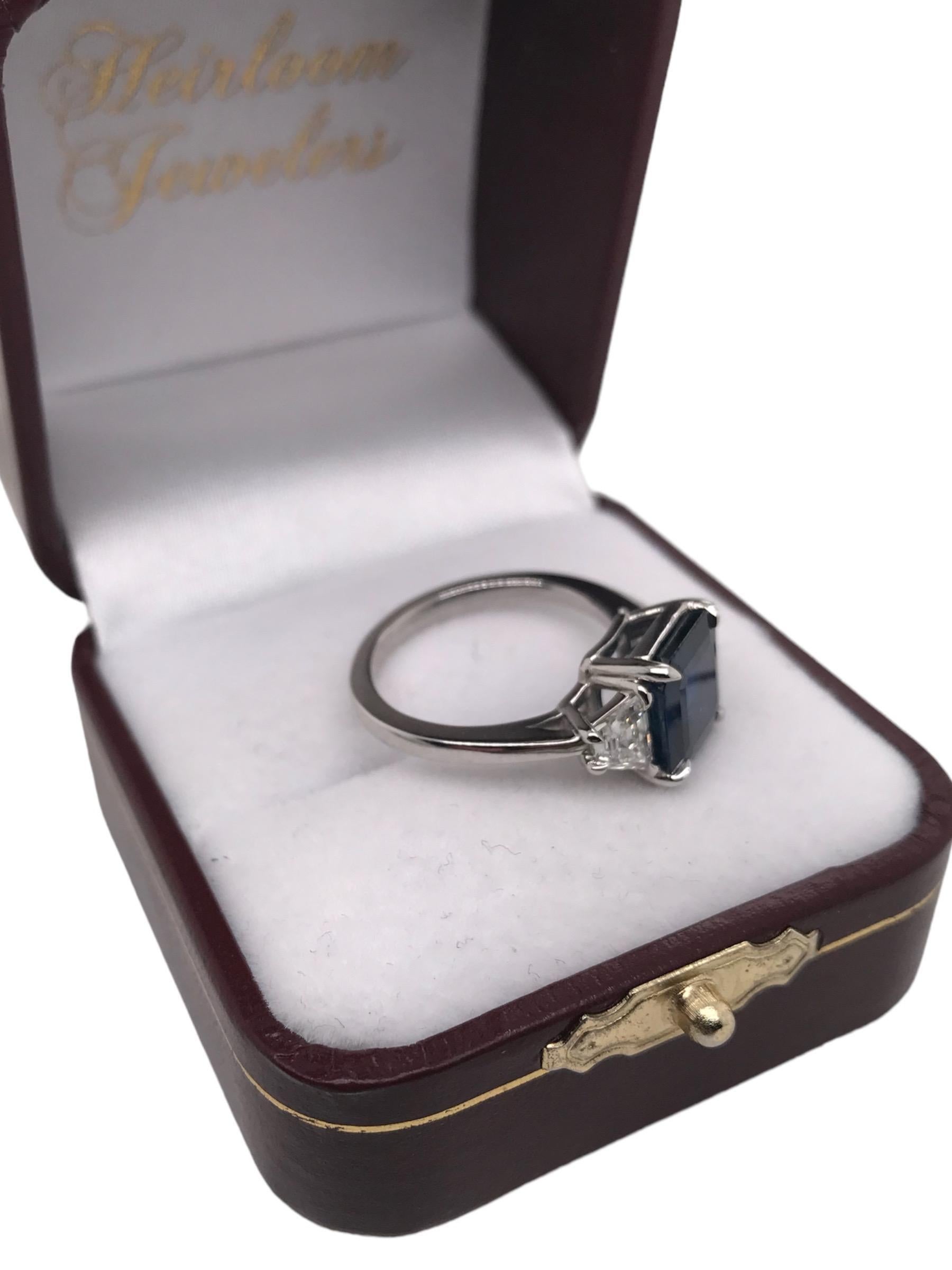 Contemporary Custom Platinum 4.40 Carat Sapphire & Diamond Ring 3