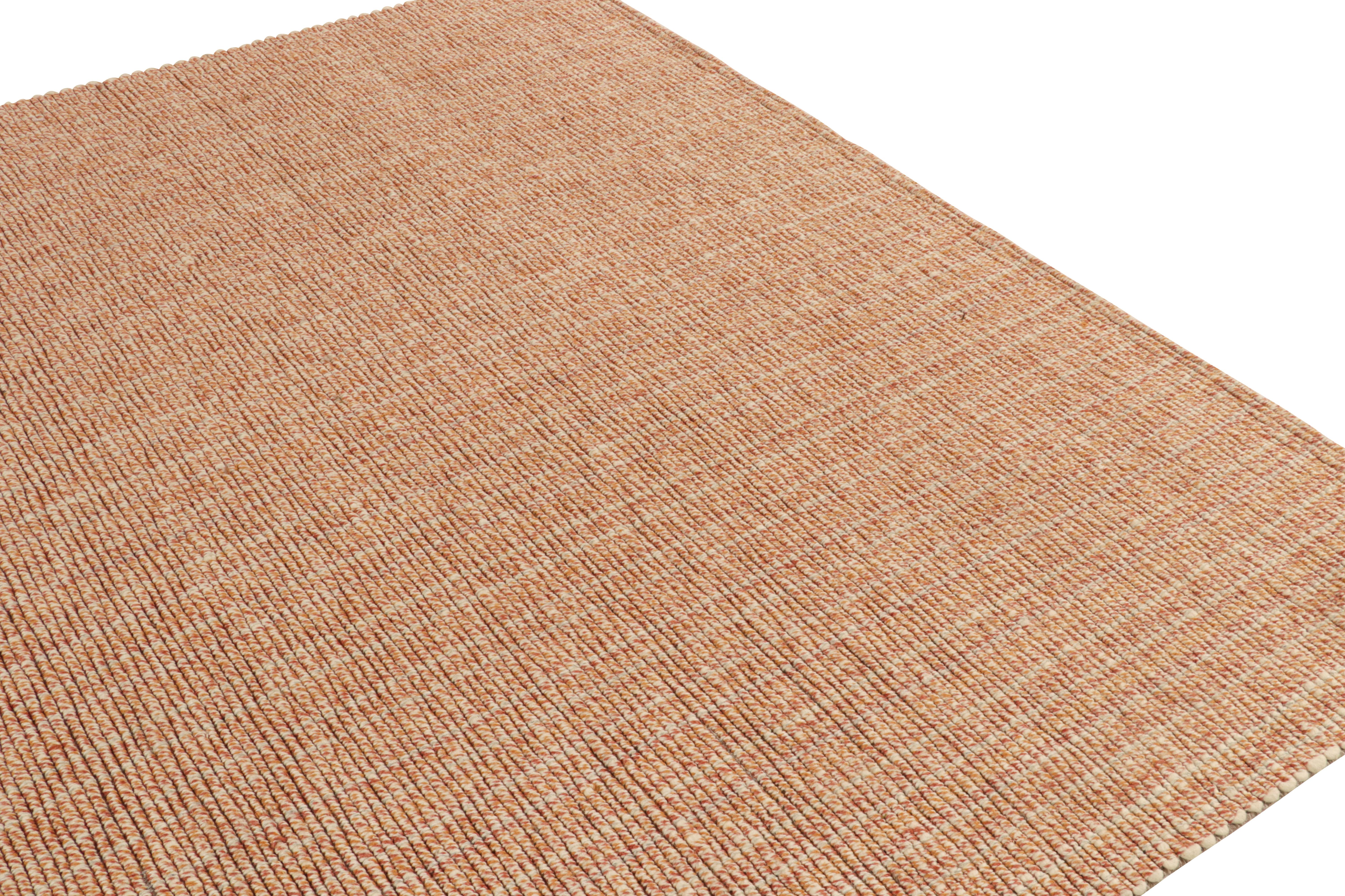Modern Rug & Kilim's Contemporary Custom Textural Rug in Orange, Gold & Pink For Sale