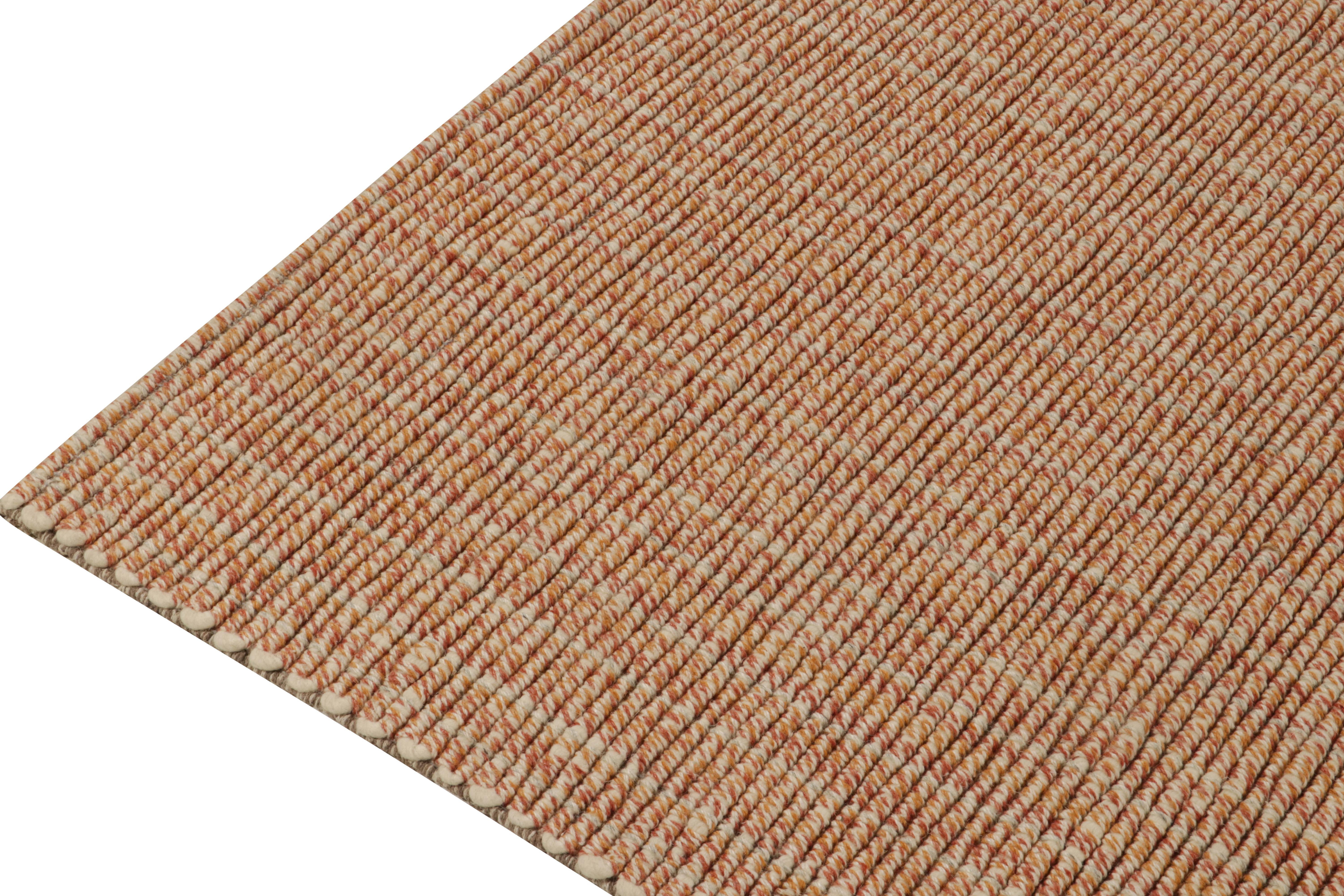 Indian Rug & Kilim's Contemporary Custom Textural Rug in Orange, Gold & Pink For Sale