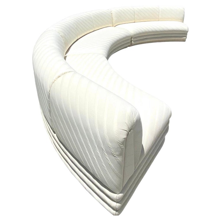 Contemporary Custom Tonal Striped Half Moon Sectional Sofa at 1stDibs