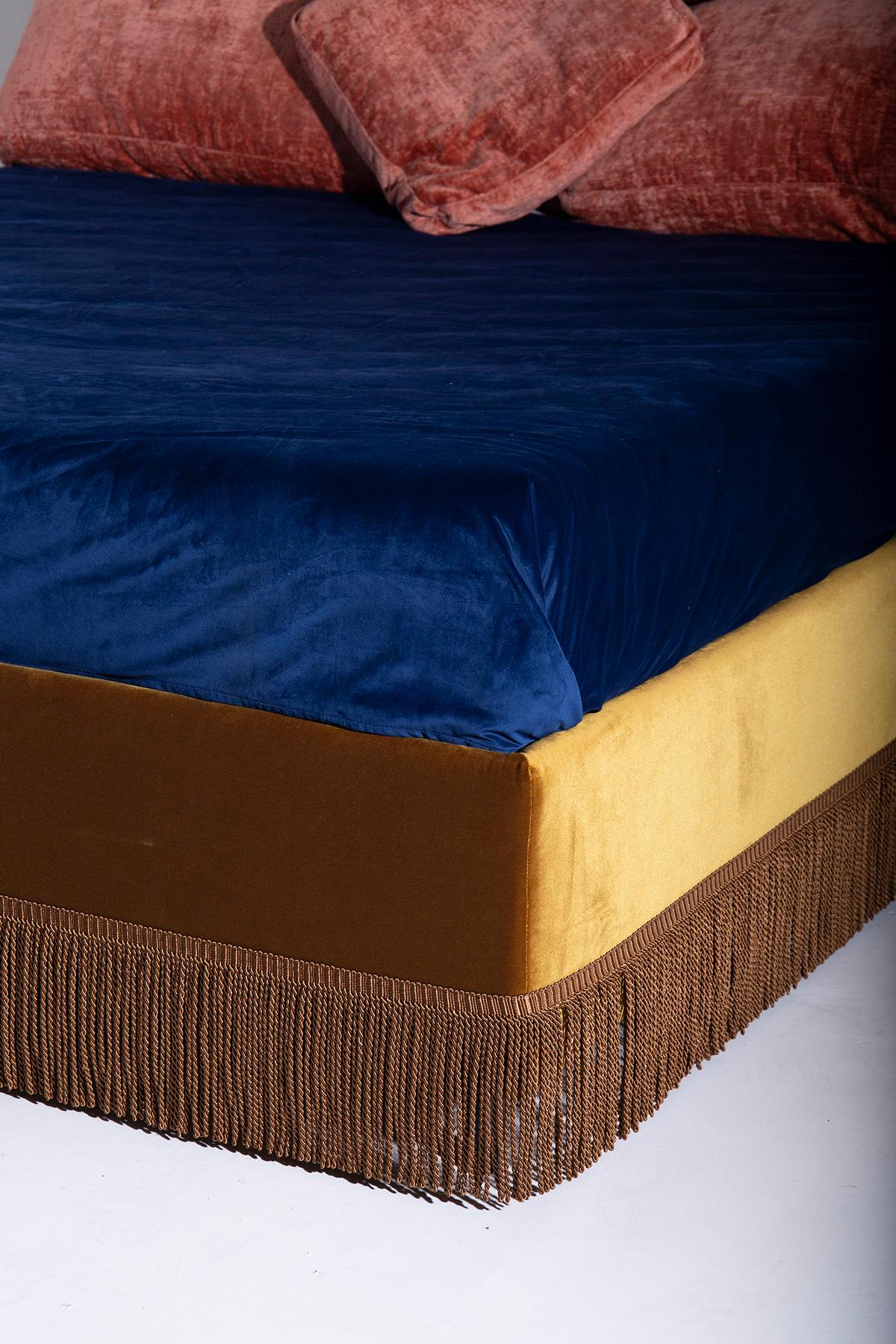 Modern Contemporary Customizable Italian Velvet Bed For Sale