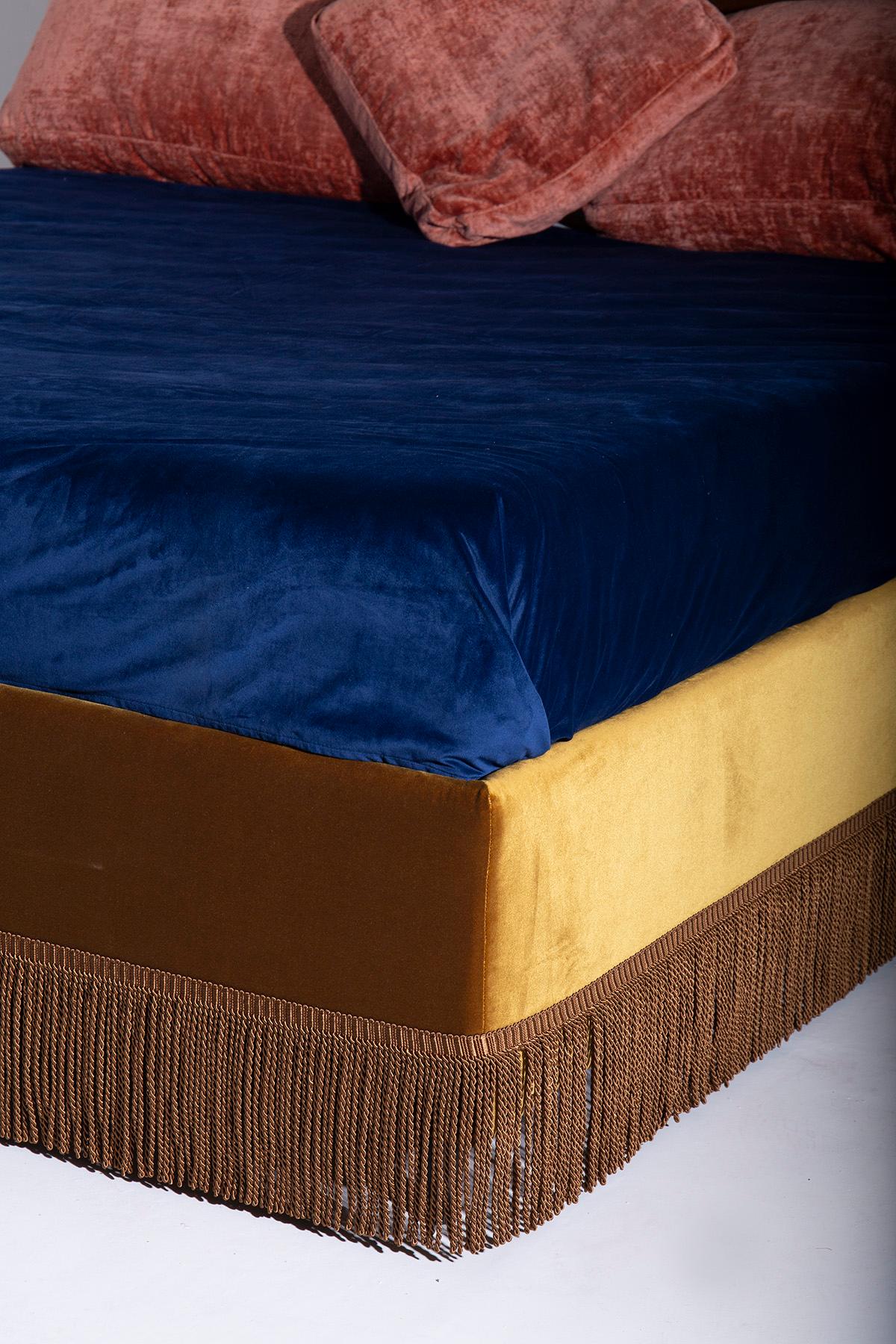 Contemporary Customizable Italian Velvet Bed For Sale 2