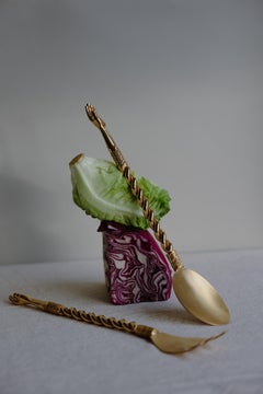 Contemporary Cutlery Servers Golden Plated Handcrafted Italy by Natalia Criado