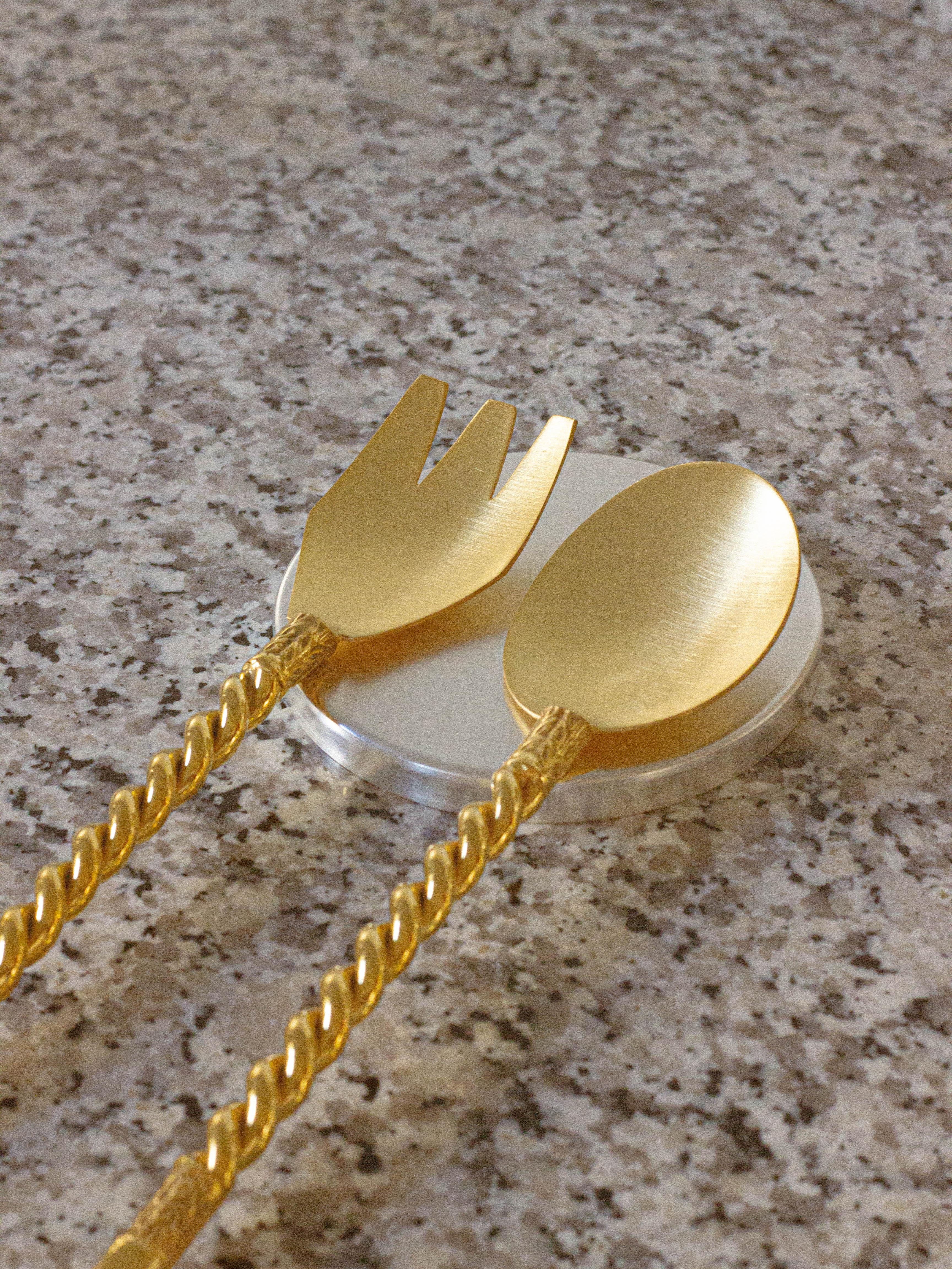 Modern Contemporary Cutlery Servers Golden Plated Handcrafted Italy by Natalia Criado For Sale