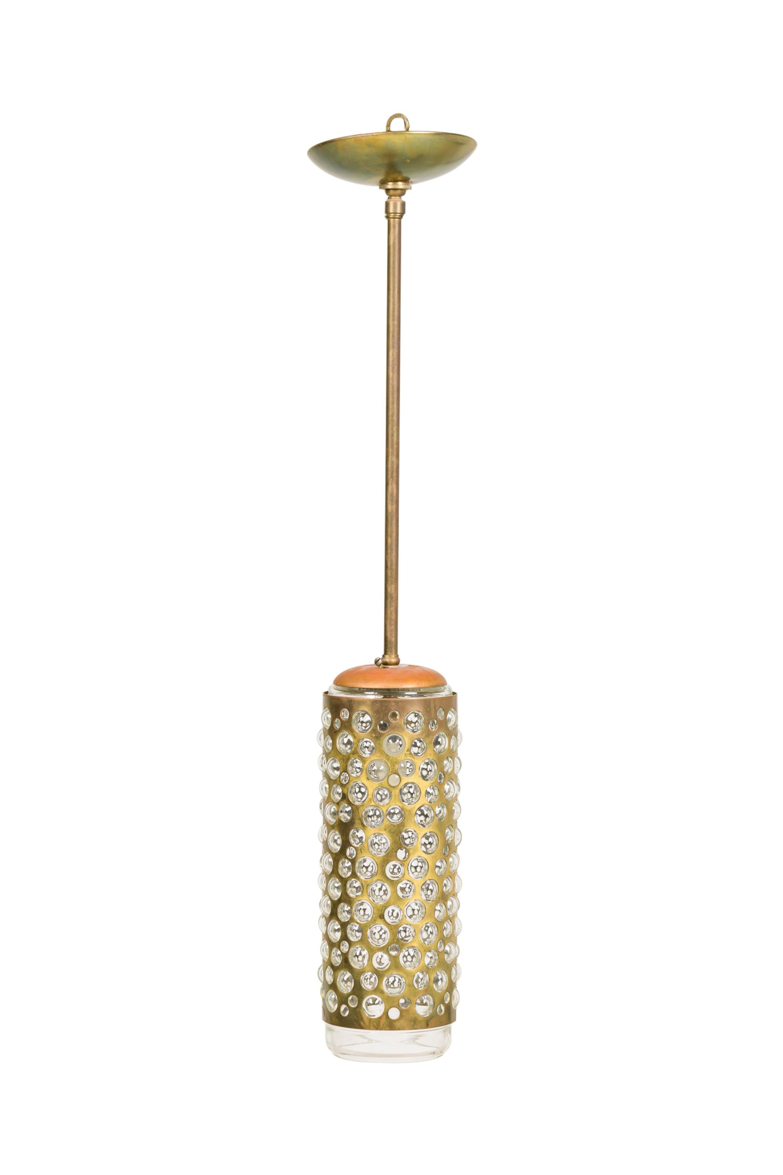 Scandinavian Modern Contemporary Cylinder chandelier with glass bubbles For Sale