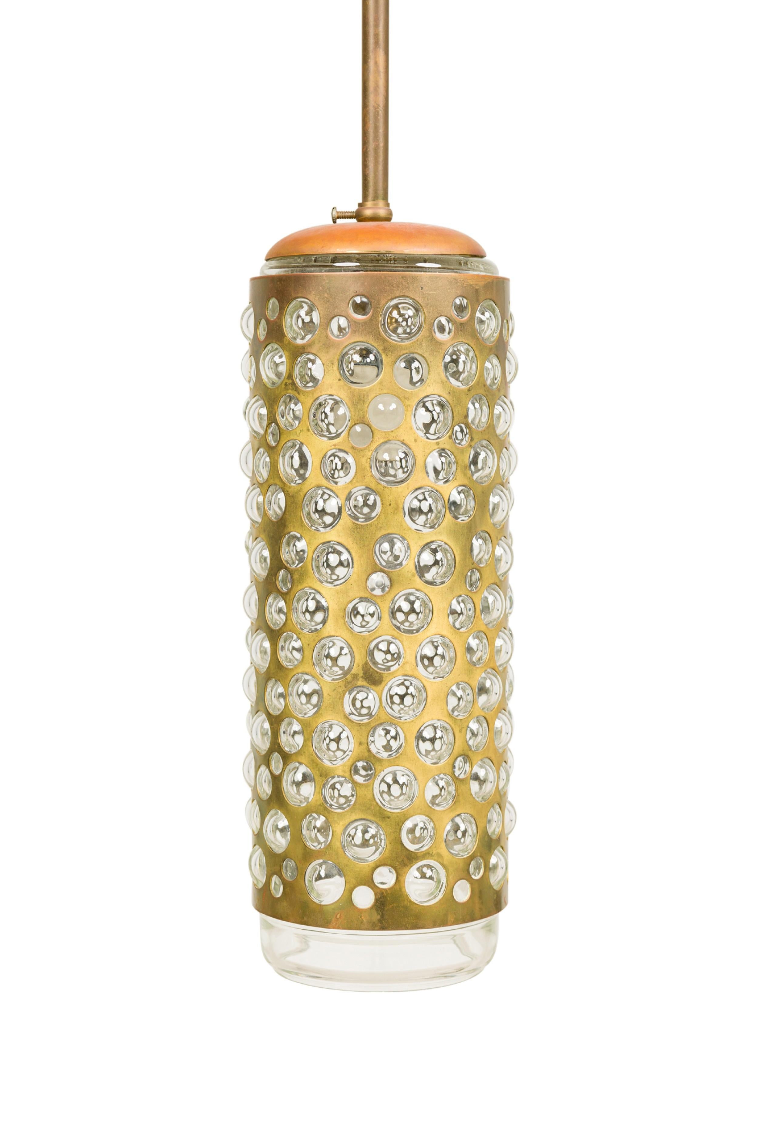 Contemporary Cylinder chandelier with glass bubbles In Good Condition For Sale In Queens, NY