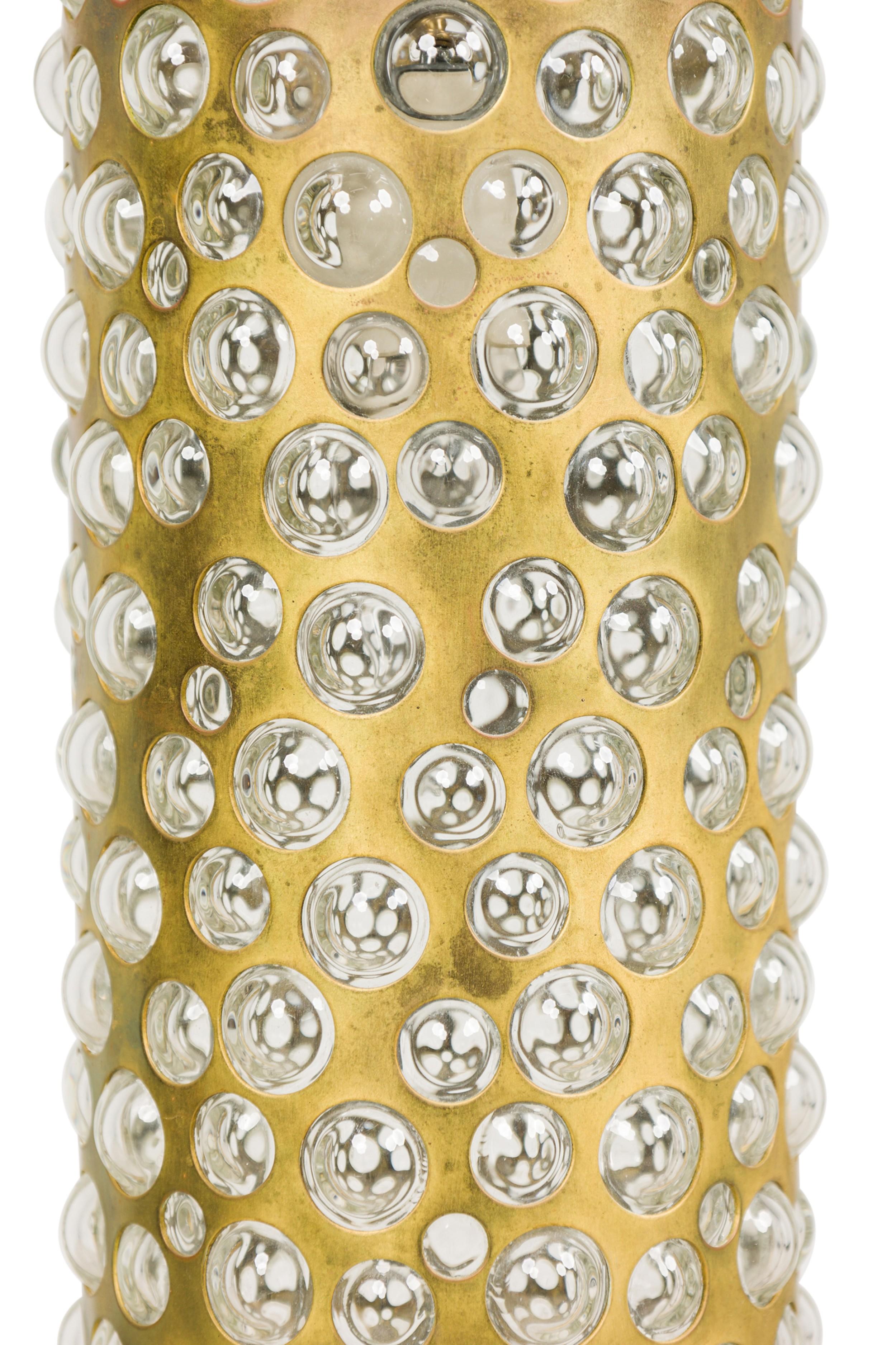 Glass Contemporary Cylinder chandelier with glass bubbles For Sale