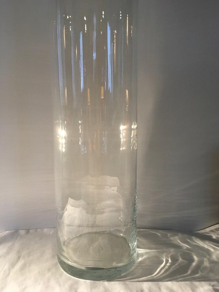 Contemporary Cylinder Giant Clear Glass Jar Vase at 1stDibs