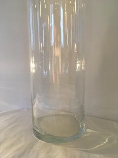 Contemporary Cylinder Giant Clear Glass Jar Vase