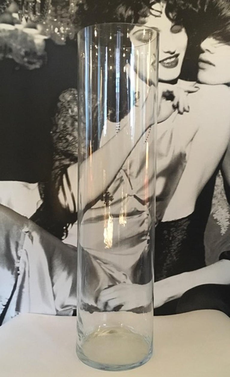 Contemporary Cylinder Giant Clear Glass Jar Vase at 1stDibs