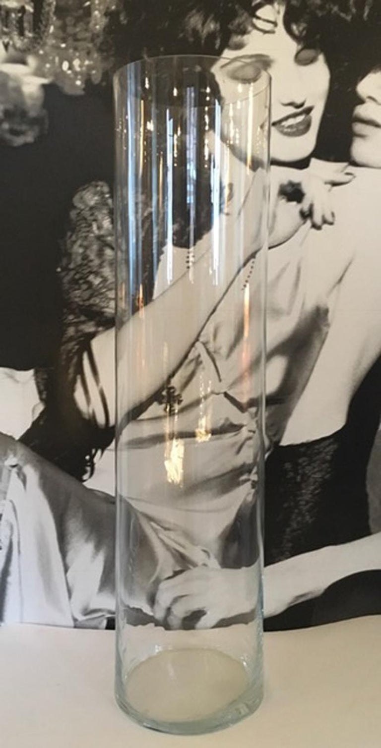 Contemporary Cylinder Giant Clear Glass Jar Vase at 1stDibs
