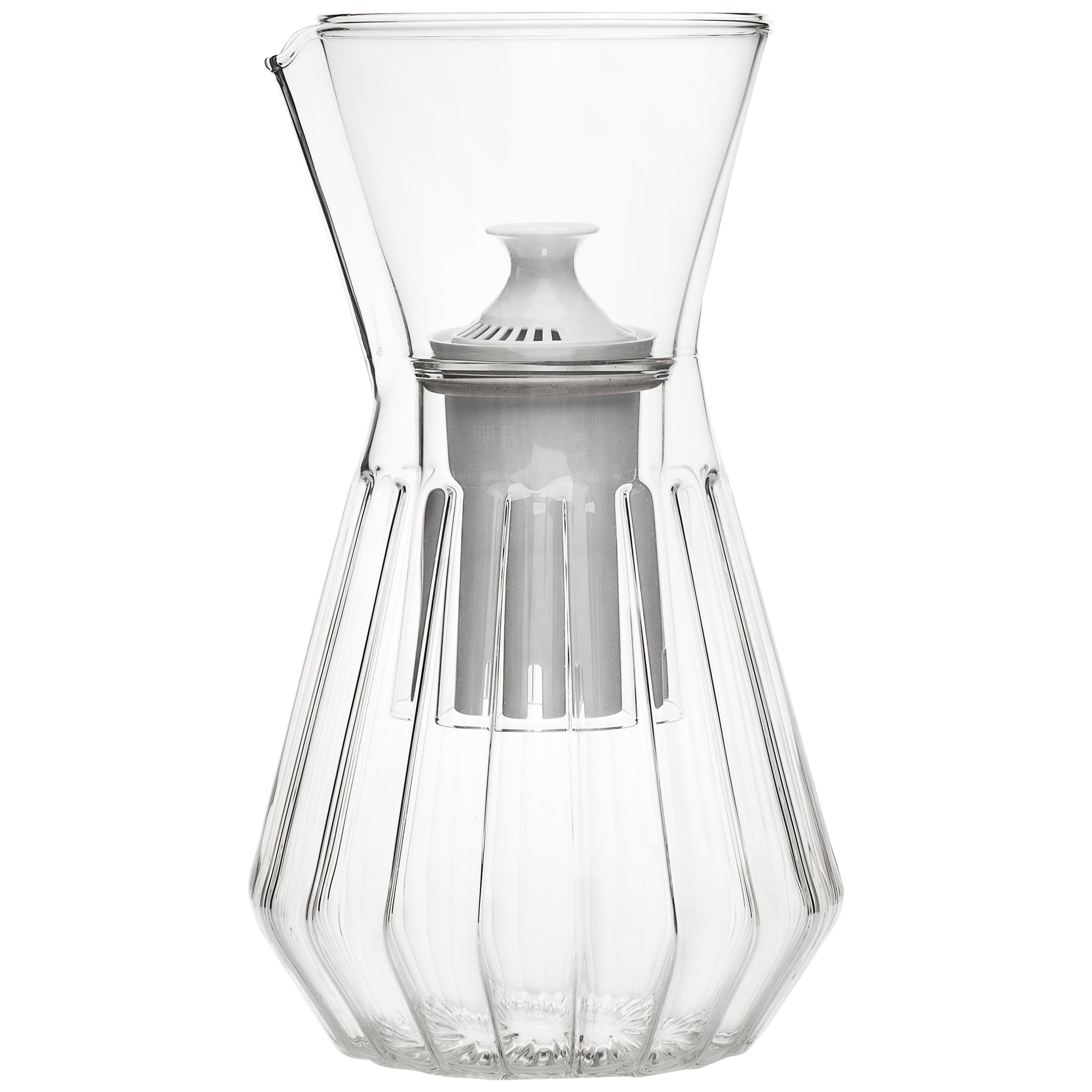 fferrone Contemporary Czech Fluted Talise Glass Water Filter Carafe Pitcher