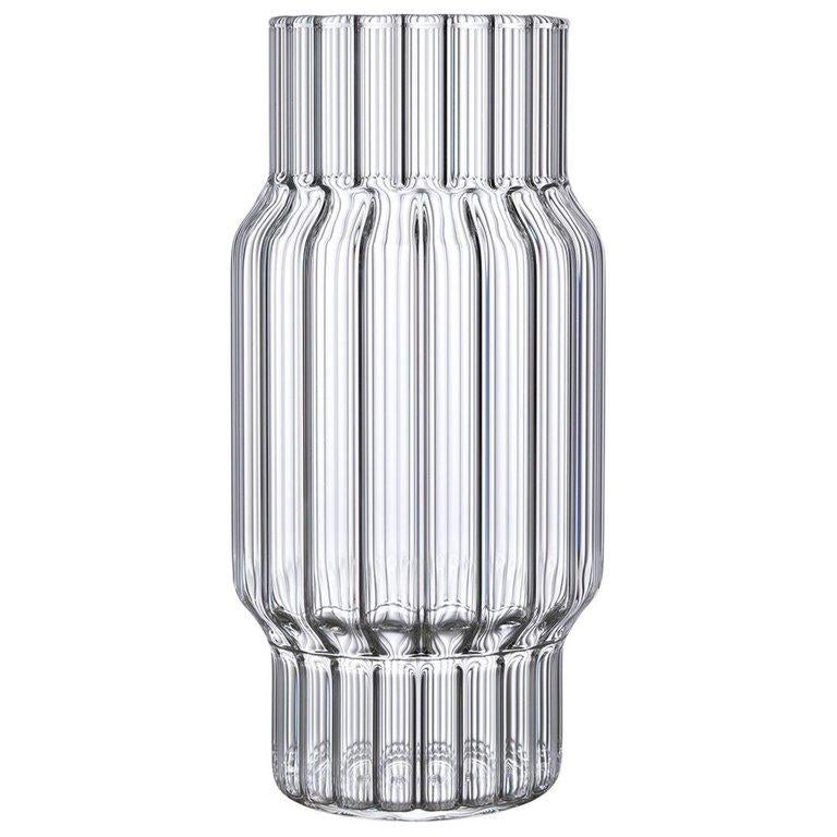 Contemporary Glass Fluted Vase - "Albany Large"  Handcrafted, in Stock in EU