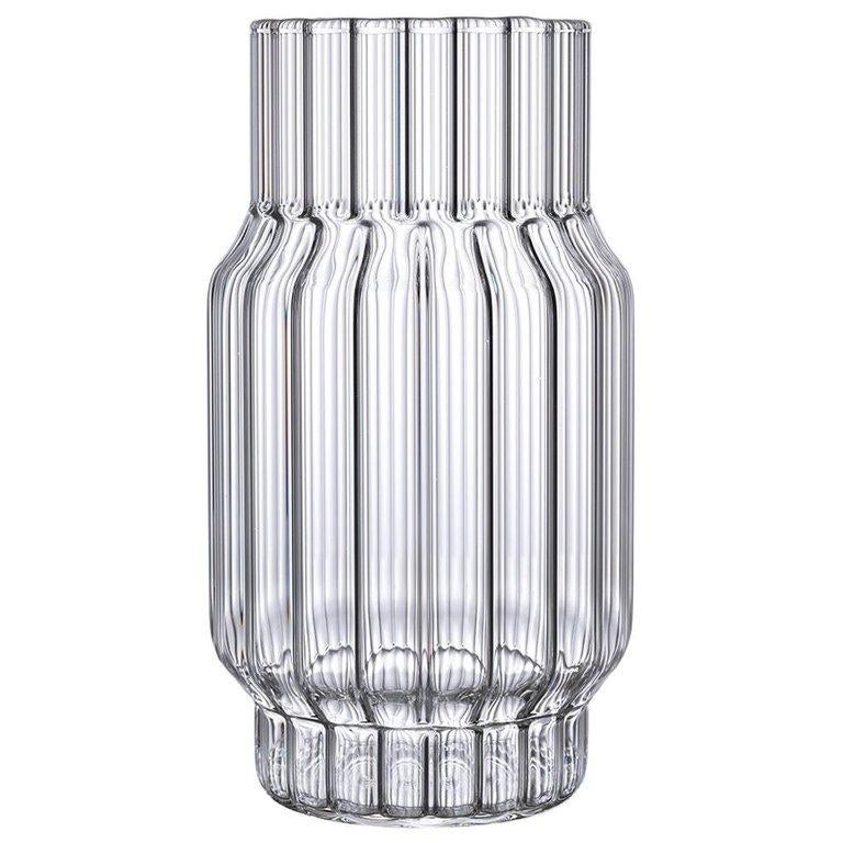 Designer Handcrafted Glass Fluted Vase "Albany Medium", in Stock for EU Clients 