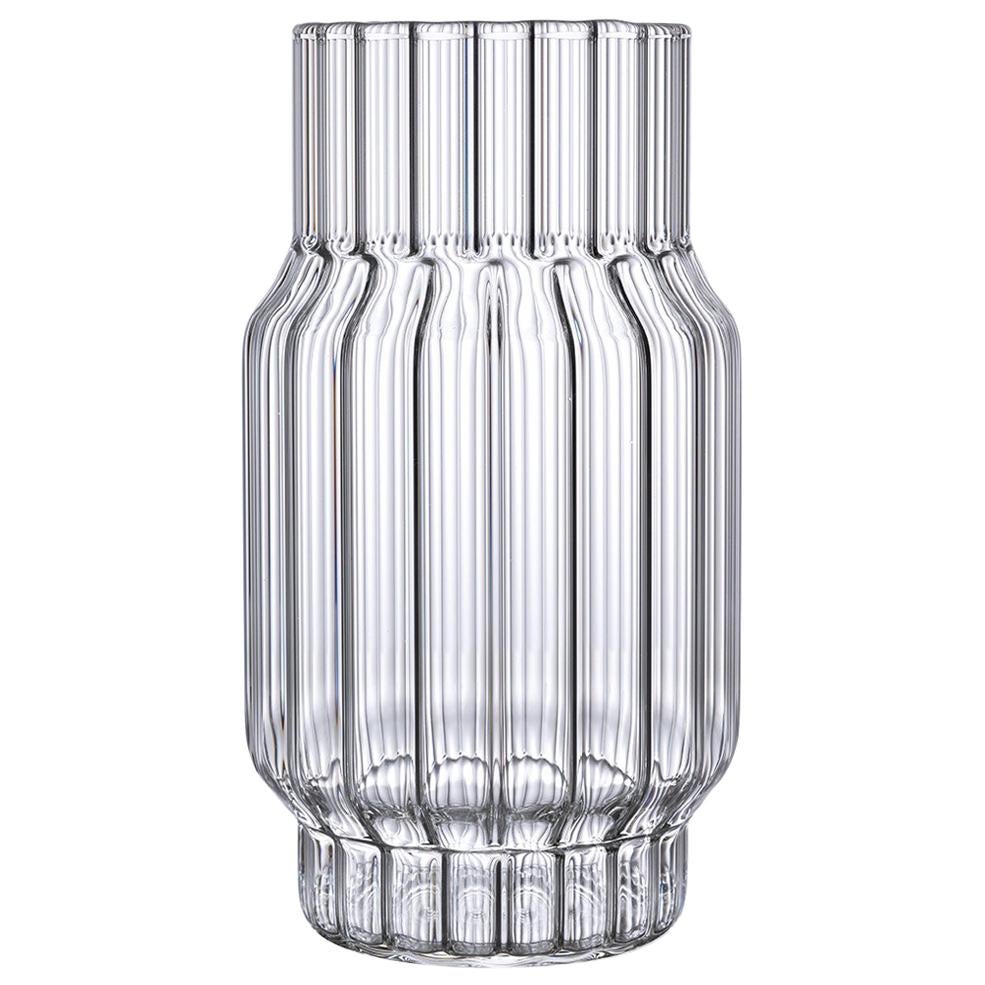 Contemporary Czech Glass Albany Medium Fluted Vase Handcrafted, in Stock