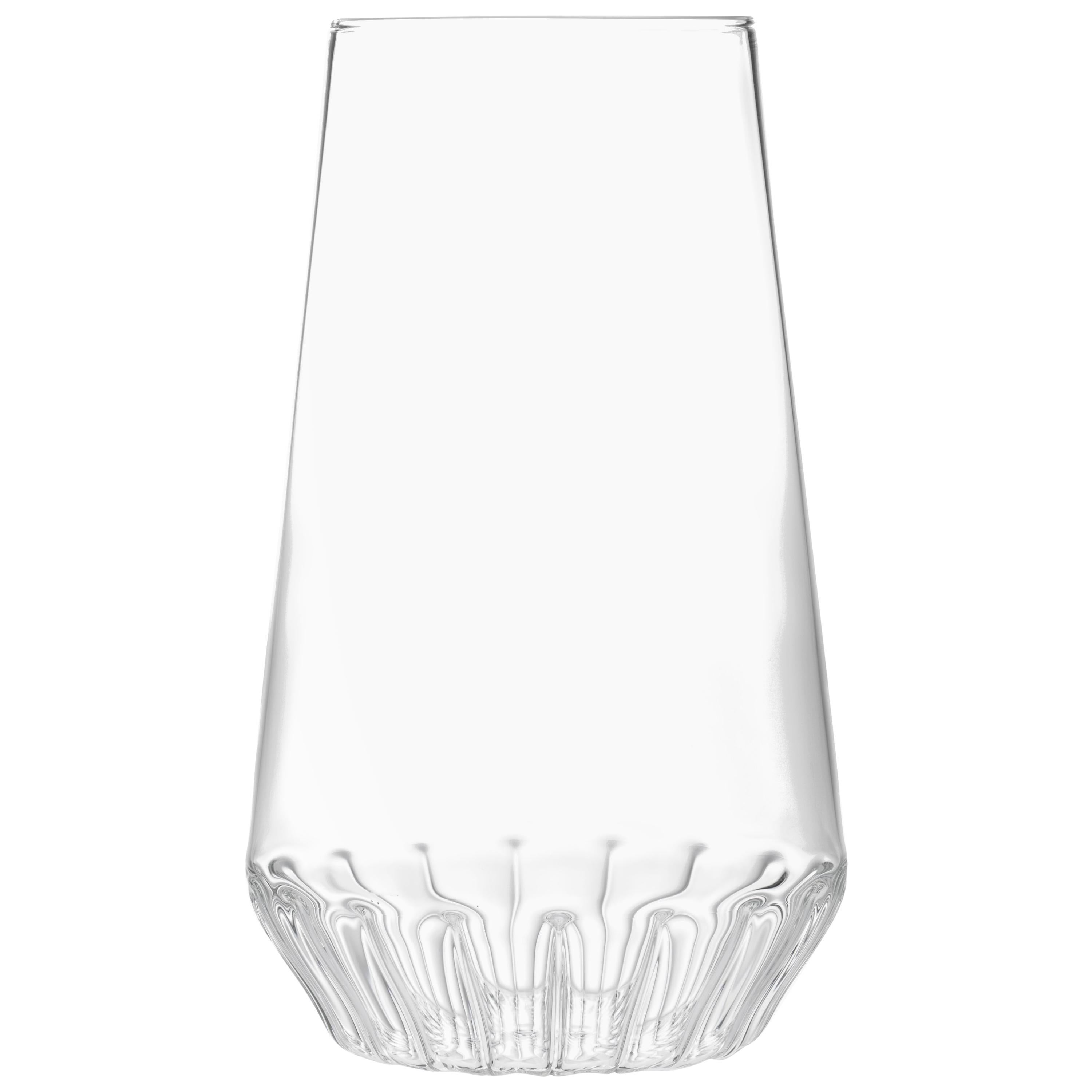 Fferrone Vaso grande moderno e trasparente in vetro ceco contemporaneo fatto a mano