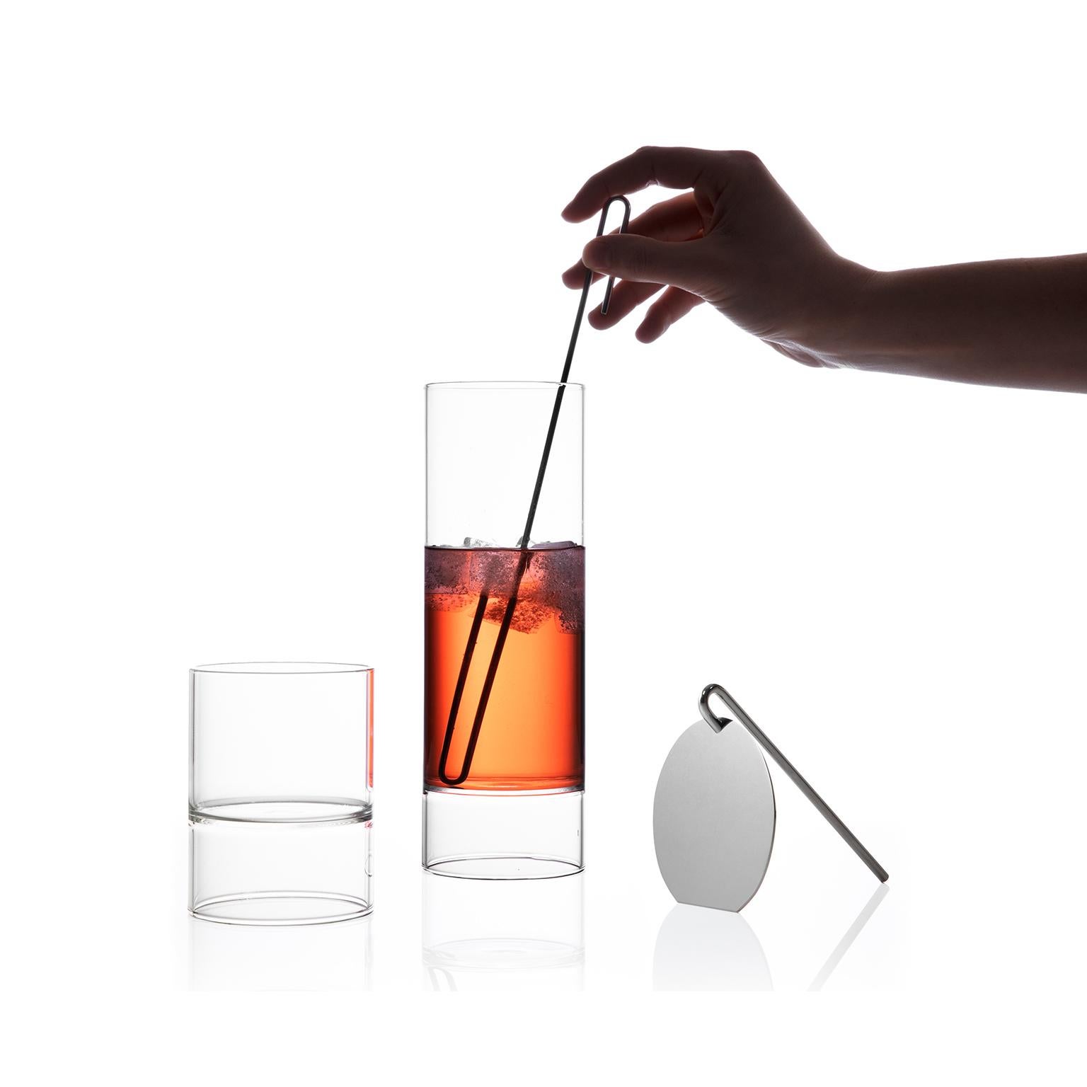 Modern Contemporary Czech Glass Cocktail Set with 4 Rocks-Martini Glasses in Stock EU