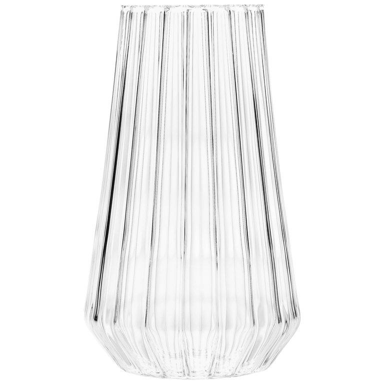 EU Clients Contemporary Czech Glass Fluted Medium Vase Handcrafted, in Stock