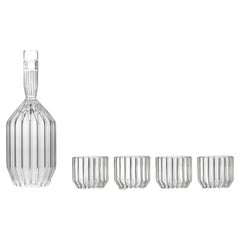 Contemporary Czech Glass Margot Decanter and Four Dearborn Wine Glasses in Stock