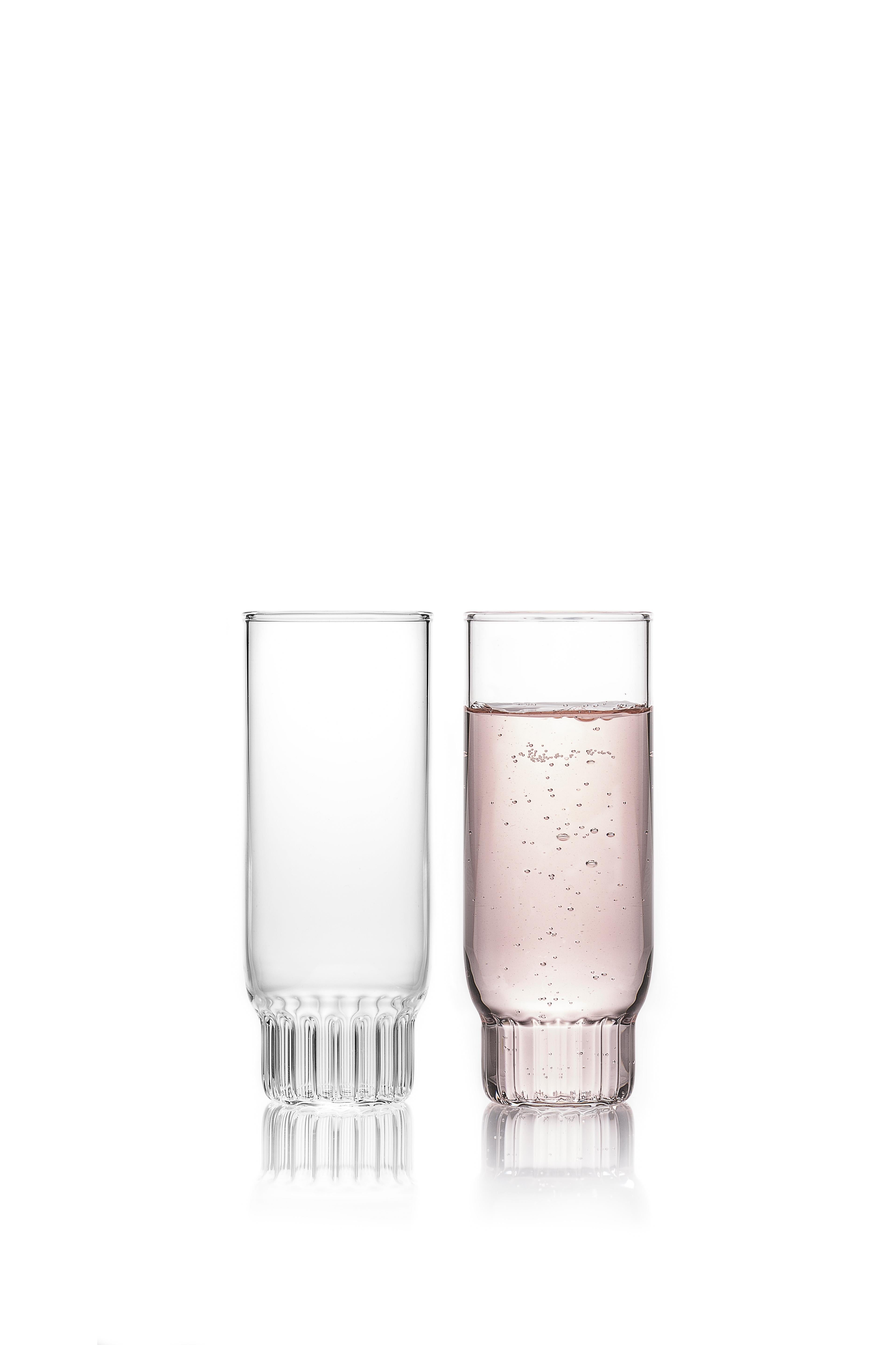 Moderne Fferrone Carafe Rasori contemporaine en verre tchèque avec six verres à flûte Rasori en vente