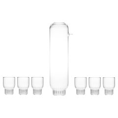 Contemporary Czech Glass Rasori Carafe with Six Rasori Mini Glasses in Stock