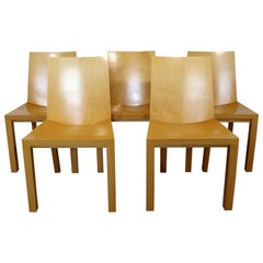Contemporary Dakota Jackson Set of 5 Library Lacquered Maple Side Chairs
