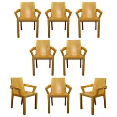 Contemporary Dakota Jackson Set of 8 Library Lacquered Maple Dining Armchairs