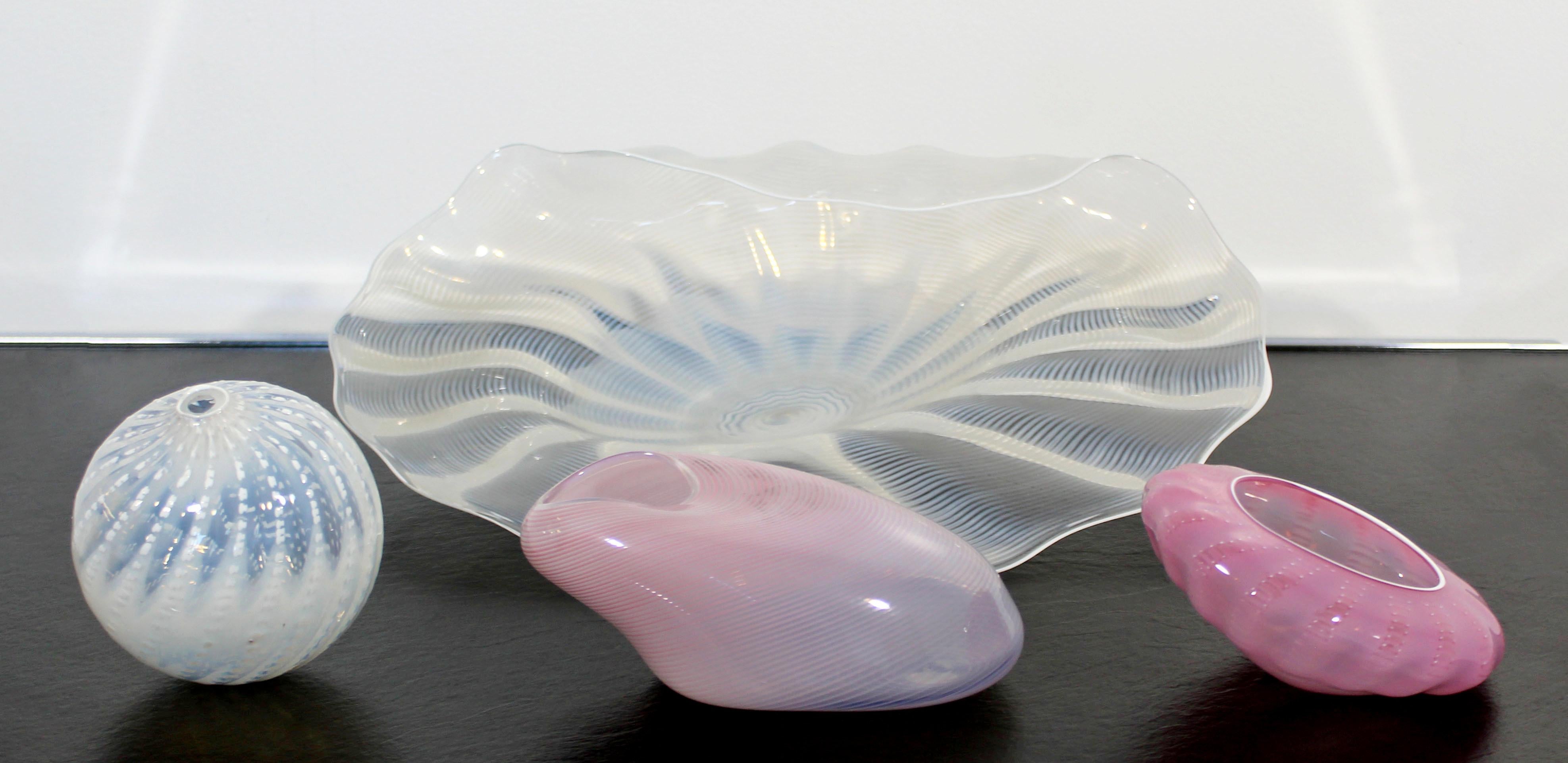 Contemporary Dale Chihuly 4-Piece Glass Sea Shell Art Table Sculpture 1990s Pink 1