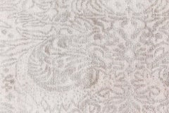 Contemporary Damask Arabesque Beige With Brown Silk Carpet "Fiorato"
